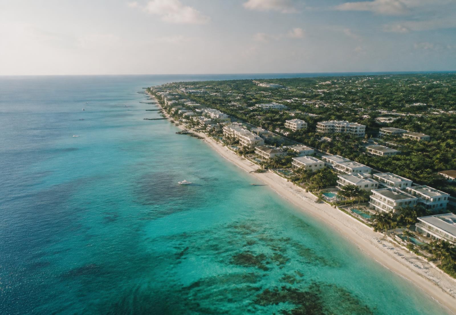 Aerial view of the Grand Cayman coastline